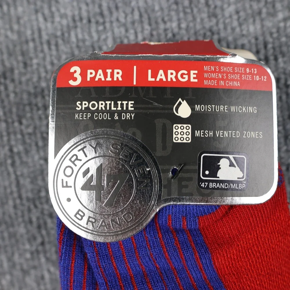 Texas Rangers‎ Socks Mens Large Blue Red MLB Baseball 3 Pair Low Cut Performance